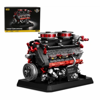 Конструктор танкового двигателя от Тигер 1 Tiger 1 Maybach HL230 P30 12GO 95008 на 1236 деталей