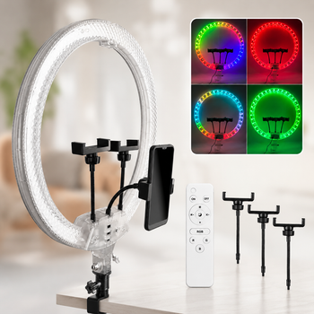Двухсторонняя цветная кольцевая лампа RGB 45 см для селфи и блогера