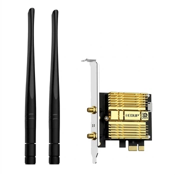 Wi-Fi/Bluetooth адаптер EDUP AX210 WiFi6 / 5374 Мбіт/с / Bluetooth 5.3 / Два діапазони / MU-MIMO / OFDMA / PCI Express (AX210GS)