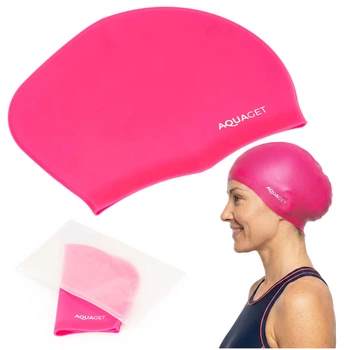 Шапочка для плавания Aquaget для длинных волос AQ0032 Pink