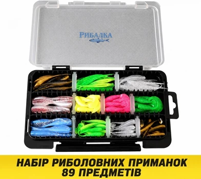 Набір силіконових приманок 89 шт. у пластиковому боксі (17.5 × 9 × 1.5 см / 146 г) (DN20250205)