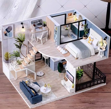 Интерьерный 3D-конструктор Румбокс DIY миниатюра "Уютная жизнь" с подсветкой, музыкой и клеем
