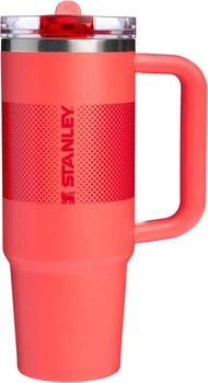 Термокружка с трубочкой Stanley Quencher ProTour Flip Straw Tumbler 890 мл Hot Coral Fade из нержавеющей стали, кораловый