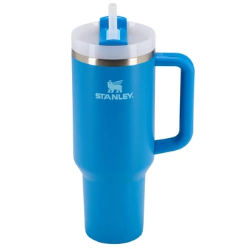 Термокружка с трубочкой Stanley Quencher H2.O FlowState Tumbler 1,18 л с вакуумной изоляцией, из нержавеющей стали, голубая