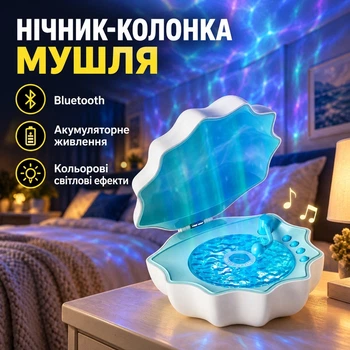 Нічник-колонка у вигляді мушлі з Bluetooth, акумуляторний LED-світильник, музичний нічник для дому