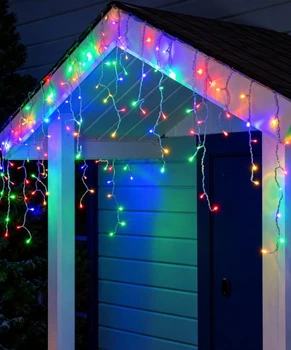 Гирлянда Бахрома 120 LED, ширина 3 м, высота 0,5 м, прозрачный провод, мульти, 8 режимов, 220 В, 1503-01