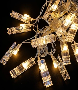 Гирлянда Прищепки 10 LED, 4 м, теплый белый, на батарейках AA + USB, 1698-108
