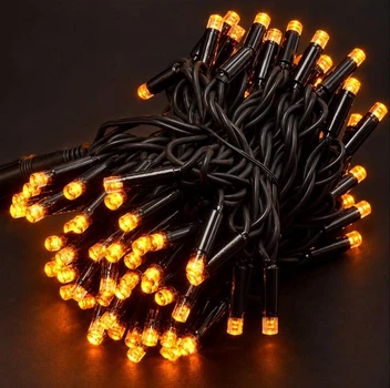 Уличная светодиодная гирлянда 100 LED, 10м, черный каучук 3,3 мм, желтая, FLASH, 220 В, 1431-060