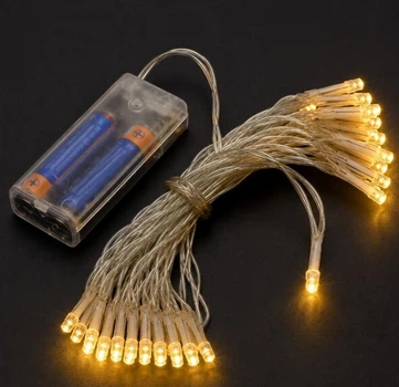 Светодиодная гирлянда 3 м, 30 LED, на батарейках AA, теплый белый свет, 1103-07