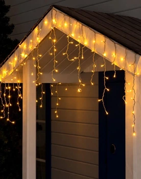 Гирлянда Бахрома 120 LED, 3м х 0.5м, прозрачный провод, теплый белый, 220 В, 1503-07