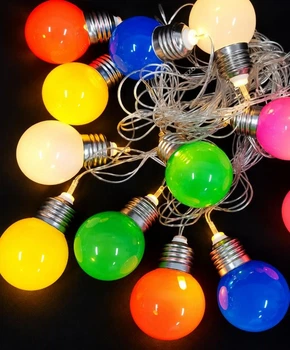 Гирлянда Радужные лампочки 12 LED, 5 м, теплый белый, с переходником, 220 В, 1698-22