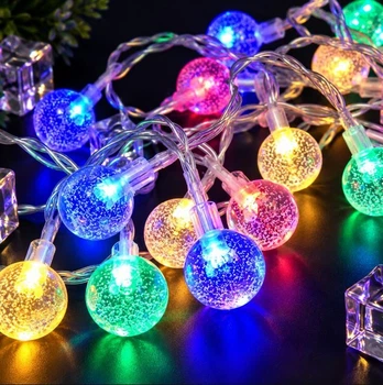 Гирлянда Шарики Прозрачные 20 LED, 5 м, мультиколор, с переходником, 220 В, 1620-54