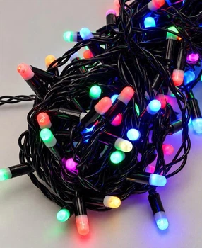 Уличная гирлянда 100 LED, 10м, черный каучук 2,2 мм, мульти RGB/RG, 220 В, 1420-54
