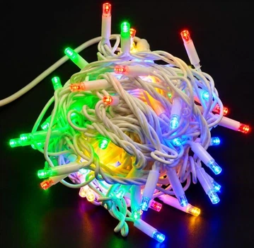 Уличная гирлянда 100 LED, 10м, белый каучук 3,3 мм, мульти, 220 В, 1432-54