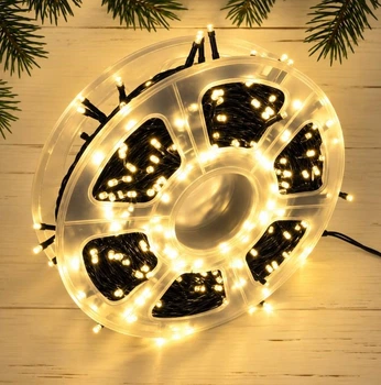 Уличная светодиодная гирлянда 320 LED, 50 м, черный ПВХ 2 мм, теплый белый, FLASH (10), 220 В, 1426-070