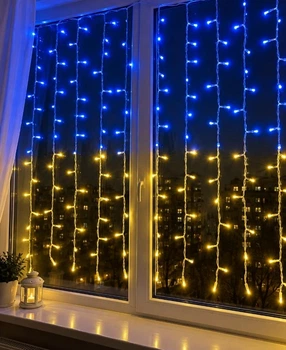 Гирлянда Штора 120 LED, 1.8м х 1.2м, желто-синяя, 220 В, 1518-26