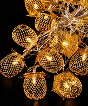 Гирлянда Золотая фонарик-сетка 20 LED, 5 м, теплый белый, с переходником, 220 В, 1685-07