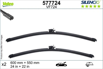 Щітка склоочисника безкаркасна передн із спойлером (2шт) Silencio 600/550мм MERCEDES AMG GT (X290), CLS (C257), E (A238), E ALL-TERRAIN (S213), E (C238), E T-MODEL (S213), E (W213) 01.16- Valeo 577724 2138203604, 2138205701, A2138203604