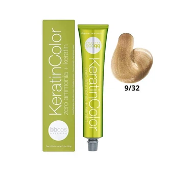 Безаміачна крем-фарба BBcos для волосся Keratin Color 9/32 Блондин дуже світлий медовий 100 мл