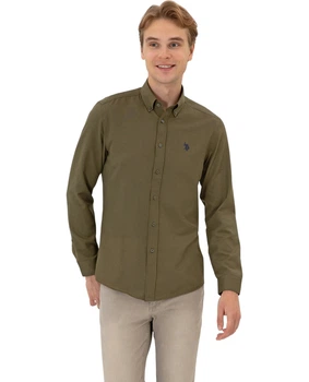 Рубашка мужская приталенная U.S. Polo Assn. 2348254OLIVE M оливковая (8683859552993)