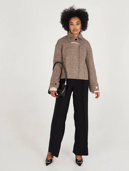 Жіночі костюмні штани палаццо з високою посадкою Марсель Modna KAZKA MKSH2730 - 58, Чорний
