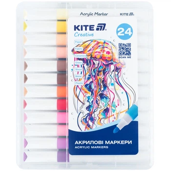 Маркери акрилові Jumbo Kite Creative 24 кольори (K-1291)