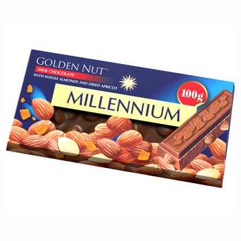 Шоколад Millennium Golden Nut молочный с миндалем и курагой, 100 г