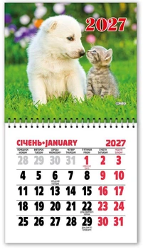 Календарь на магните MKL27-29 2027г. ЕУ Кот и собака
