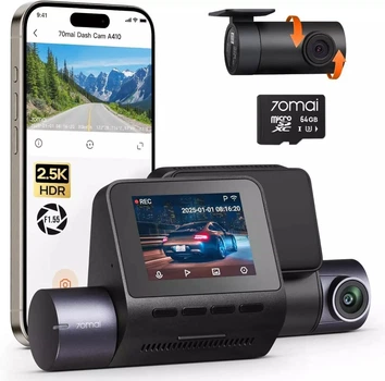 Автомобильный видеорегистратор 70mai Dash Cam A410 + Midrive RC21 + MicroSD 64gb