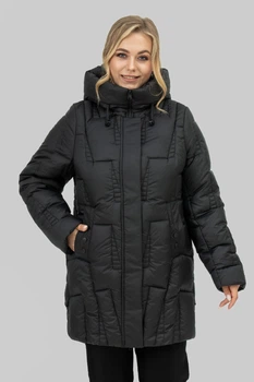 Куртка-пуховик женская зимняя с капюшоном биопух All Posa Мрия 102942 58 черный