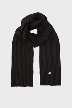 Чоловічий чорний шарф COTTON BLEND LOGO SCARF Gant OS 9910048
