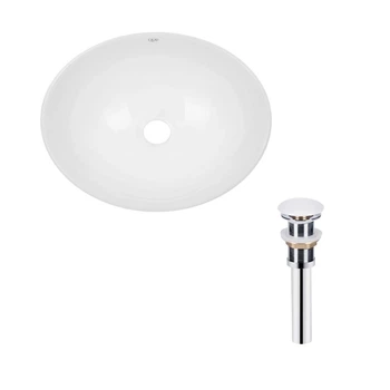 Комплект Qtap Dove: раковина накладная овальная 410x335x145 мм White + донный клапан PU02 QTAP QT06113078WN47308