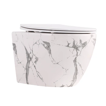 Унітаз підвісний Qtap Robin Ultra Quiet 520×365×340 мм, Marble, з сидінням Slim Duroplast / Soft-close / Quick Release QTROB26MR48998 QTAP QTROB26MR4