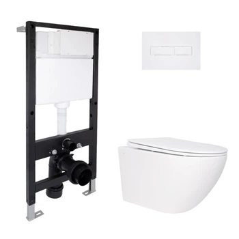 Комплект инсталляция с унитазом Rimless 520x360x320 Standard QTAP JAY QT07335176W51595