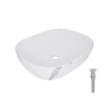 Раковина накладная Qtap Aquarius 470x380x120 мм, Marble, прямоугольная, с донным клапаном QTAQA188MR49782 QTAP QTAQA188MR49782