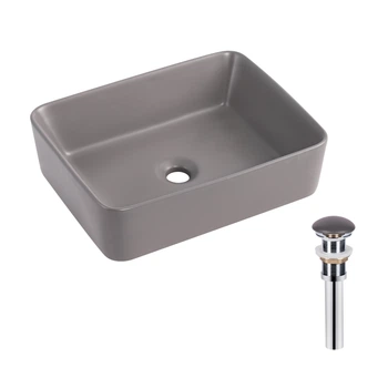 Раковина накладная Qtap Tern 480x370x135 мм, Stone grey, прямоугольная, с донным клапаном QT17116069SG QTAP QT17116069SG