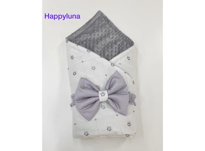 Конверт ковдра для новонародженого Happy Luna Срібна корона Сірий (0419)