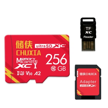 Карта памяти Chuxia TR3 microSDXC 256GB Class 10 UHS-I U3 V30 A2 + картридер
