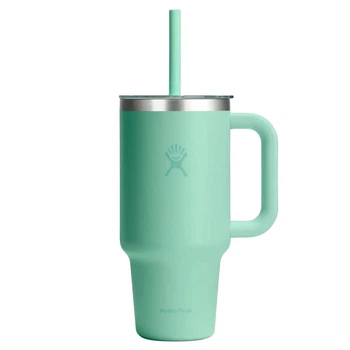 Термокухоль Hydro Flask Travel Tumbler Clear Lid з нержавіючої сталі з кришкою та трубочкою для холодних напоїв, 950 мл, зелена
