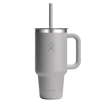Термокухоль Hydro Flask Travel Tumbler Clear Lid з нержавіючої сталі з кришкою та трубочкою для холодних напоїв, 950 мл, сірий