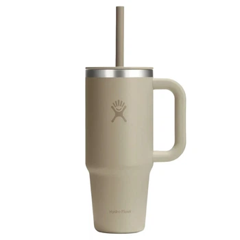 Термокухоль Hydro Flask Travel Tumbler Clear Lid з нержавіючої сталі з кришкою та трубочкою для холодних напоїв, 700 мл, бежевий