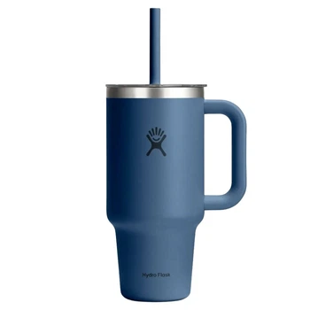 Термокухоль Hydro Flask Travel Tumbler Clear Lid з нержавіючої сталі з кришкою та трубочкою для холодних напоїв, 950 мл, синій