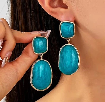 Жіночі сережки з великими підвісками jewelry Блакитні
