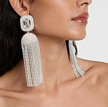 Жіночі сережки вечірня біжутерія Довгі 13 см jewelry сріблясті