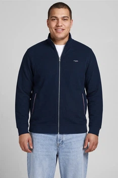 Кофта Alves Structure на блискавці Jack&Jones темно-синя 5XL (300519-dark-blue-13482)