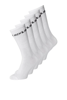 Шкарпетки спортивні Basic Logo 5 пар Jack&Jones білі 47–50 (uw-003-white-3349)