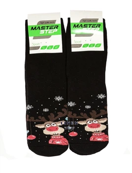 Черные мужские новогодние махровые носки с оленем Master Step 0535 41-43