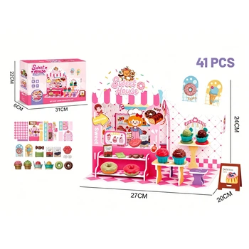 3D пазл-конструктор Магазин морозива та солодощів Sweet House 42 елементи з десертами (арт. 636-184)