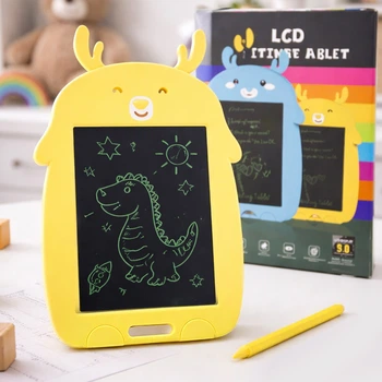 Графический планшет для рисования 9 дюймов детский LCD с цветным экраном и стилусом Желтый для творчества и обучения без бумаги 180x250 мм