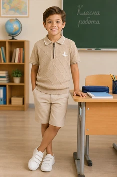 Поло в’язка для хлопчика на блискавці Kiddo Бежевий розмір 122 (KIDDO-FCAECE95065C4B62B0EF7F078203973A)